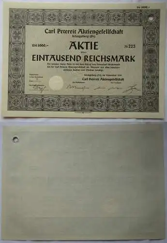 1000 RM Aktie Carl Petereit AG Königsberg in Pr. November 1939 (137451)