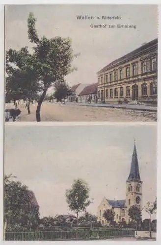 902534 Mehrbild Ak Wolfen bei Bitterfeld Gasthof zur Erholung, Kirche 1910