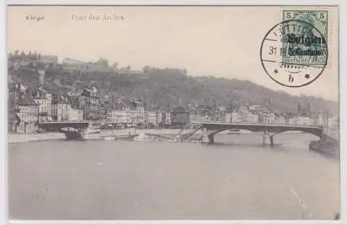 902766 Ak Liége Lüttich Belgien - Blick auf die zerstörte Bogenbrücke 1911