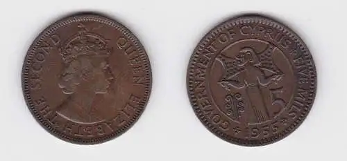 5 Mils Kupfer Münze Zypern 1955 (133236)