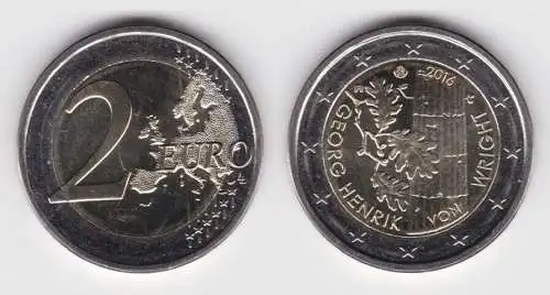 2 Euro Bi-Metall Münze Finnland 2016 100 Geb. Georg Henrik von Wright (139157)