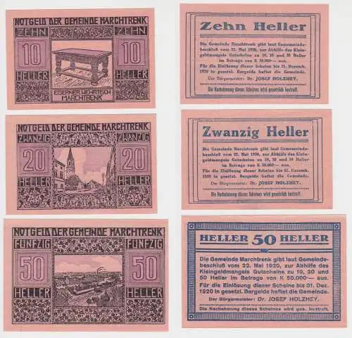 10, 20 und 50 Heller Banknote Marchtrenk 31.12.1920 (150332)