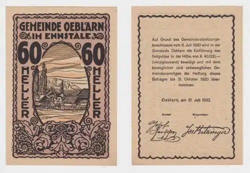 60 Heller Banknote Oeblarn im Ennstale (150284)