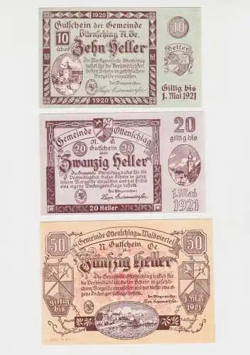 10, 20 und 50 Heller Banknote Ottenschlag im Waldviertel (150382)