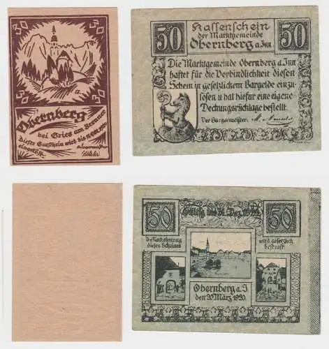 30 und 50 Heller Banknote Obernberg (150585)