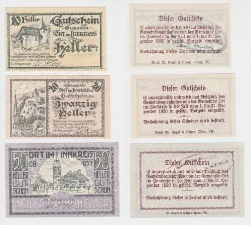 10, 20 und 50 Heller Banknote Ort im Innkreis (150278)
