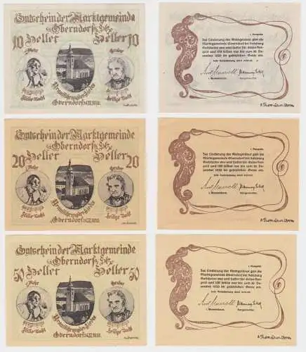 10, 20 und 50 Heller Banknote Oberndorf b. Salzburg (150349)