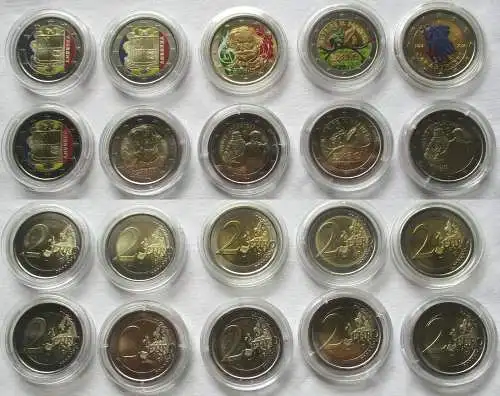 Sammlung 10x 2 Euro Farbmünze Andorra 2014 + Italien 2013, 2014, 2015 (153295)