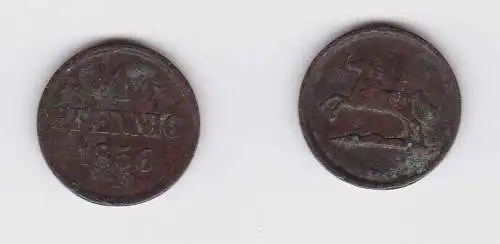 1 Pfennig Bronze Münze Hannover 1856 B (130226)