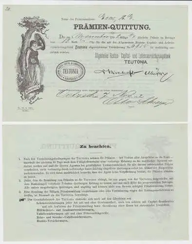 Prämien-Quittung Renten- & Lebensversicherungsbank Teutonia Leipzig 1902 /132721