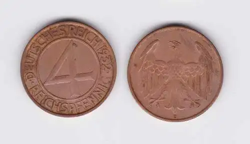 4 Pfennig Kupfer Münze Deutsches Reich 1932 D  (105896)