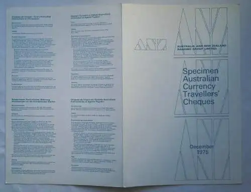 Scheckvordruck Muster Australia and New Zealand Banking Group Ltd. 1979 (133003)