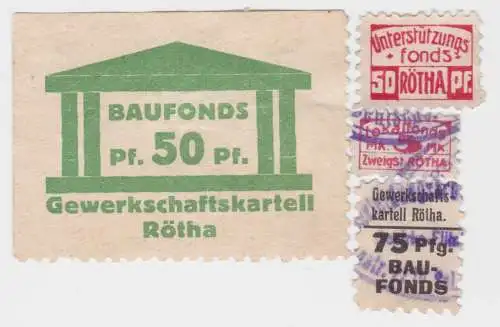 4 seltene Spenden Marken des Gewerkschaftskartell Rötha um 1920 (08068)