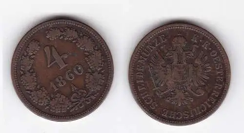 4 Kreuzer Kupfer Münze Kaiserreich Österreich Franz Joseph 1860 A (129396)