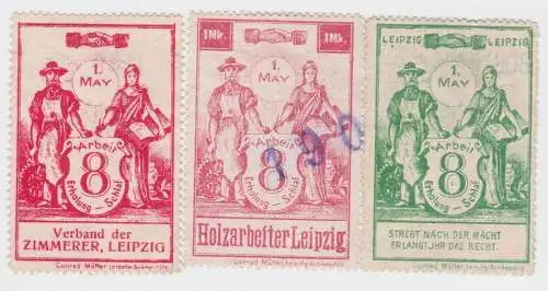 3 seltene Spenden Marken der Gewerkschaft Leipzig um 1920 (36406)