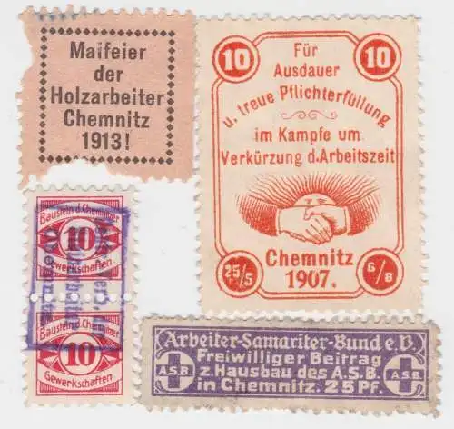 5 seltene Spenden Marke Gewerkschaften Chemnitz 1907 bis 1913 (22015)