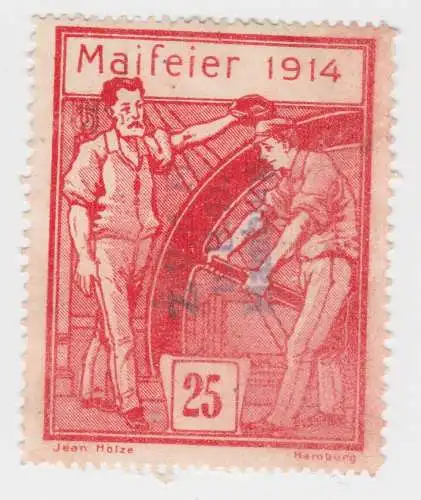 Seltene Spenden Marke Hamburg Zentralverband der Fleischer Maifeier 1914 (42390)