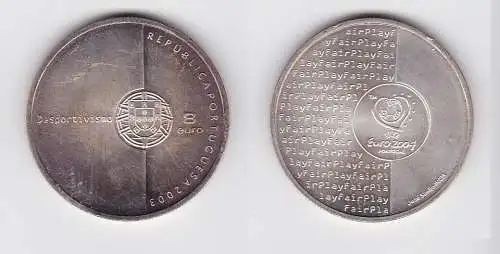 8 Euro Silbermünze 2003 Stempelglanz Portugal Fifa Fußball WM (130479)