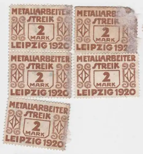 5 seltene Spenden Marken Metallarbeiterstreik Leipzig 1920 (19980)