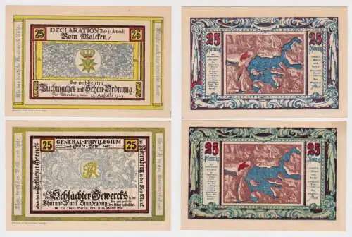 2 x 25 Pfennig Banknoten Notgeld Stadt Nörenberg Ińsko in Pommern 1921 (130310)