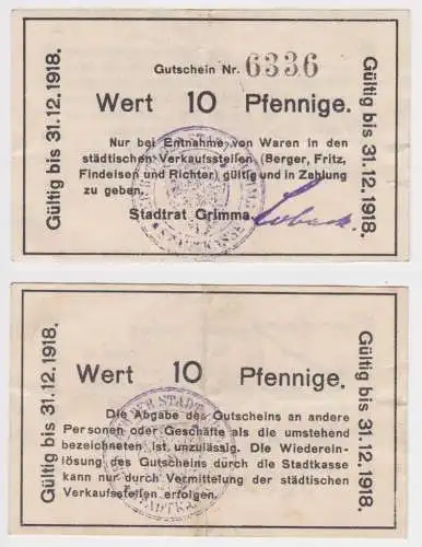 10 Pfennig Banknote Notgeld Stadtrat Grimma 31.12.1918 (153725)