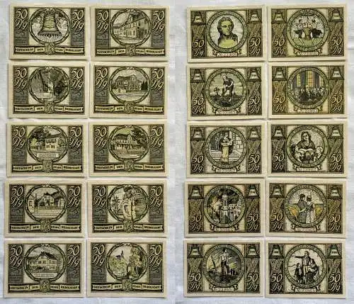 10 x 50 Pfennig Banknoten Notgeld Stadt Rudolstadt (155070)