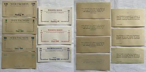 2 x 0,5, 2 ,5, 10 & 2 x 20 DM Banknoten DDR LPG Geld um 1960 (150259)