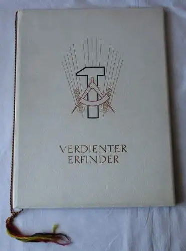 DDR Urkunde Ehrentitel Verdienter Erfinder 1952 Grotewohl Bartel 55 d (151368)