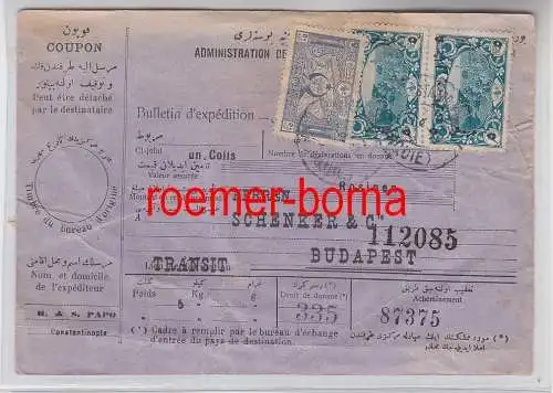 75959 seltene Paketkarte Türkei nach Budapest 1918