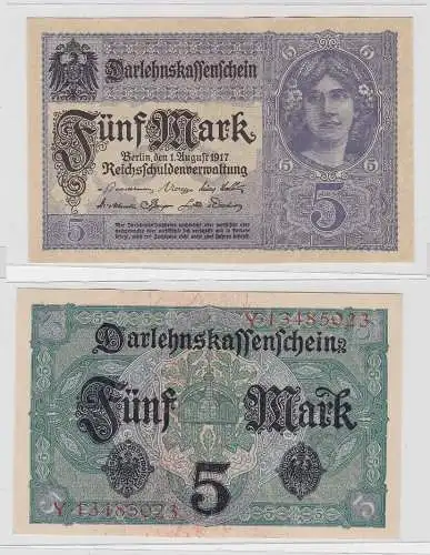 5 Mark Darlehnskassenschein Deutsches Reich 1.8.1917 Rosenberg 54 b (125950)