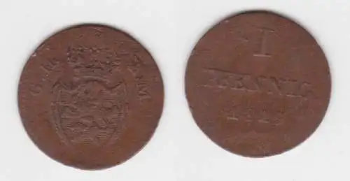 1 Pfennig Kupfer Münze Hessen-Darmstadt 1819 (121492)