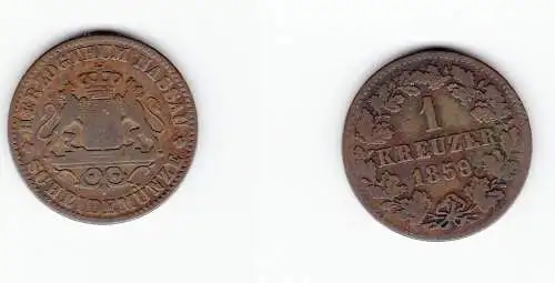 1 Kreuzer Kupfer Münze Nassau 1859 (121815)
