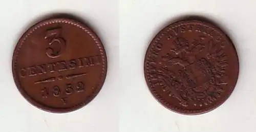 3 Centesimi Kupfer Münze Österreich 1852 V (114416)