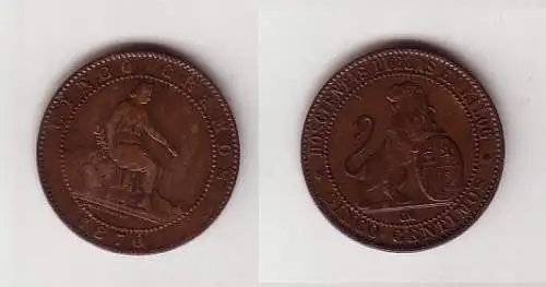 5 Centimos Kupfer Münze Spanien 1870 (114275)