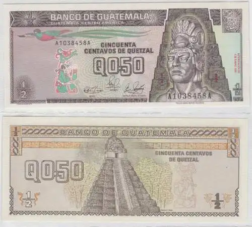1/2 Quetzal Banknote Guatemala 1989 bankfrisch UNC Pick 72 (153085)