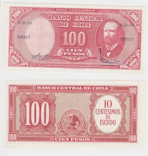 10 Centesimos auf 100 Peso Banknote Chile 1960 bankfrisch UNC Pick 127a (153066)