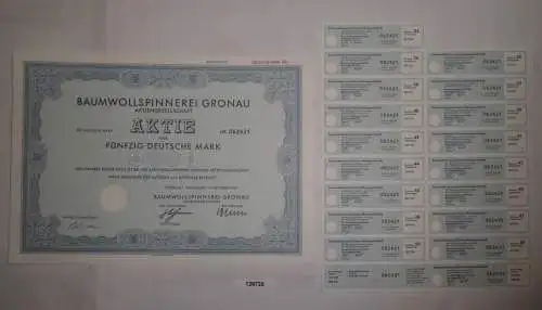 50 Mark Aktie Baumwollspinnerei Gronau in Westfalen Oktober 1987 (128720)