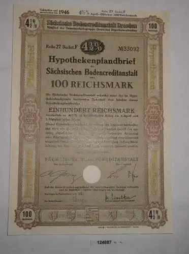 100 RM Schuldverschreibung Sächsische Bodencreditanstalt Dresden 1940 (124887)