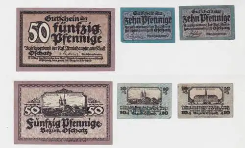 2 x 10 & 50 Pfennig Banknoten Notgeld Amtshauptmannschaft Oschatz  (136387)