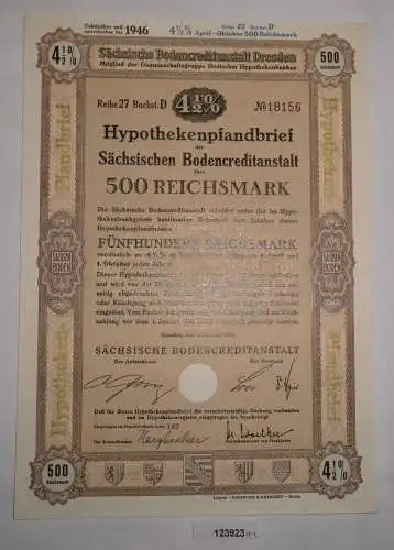500 RM Schuldverschreibung Sächsische Bodencreditanstalt Dresden 1940 (123923)