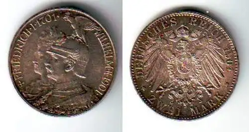 2 Mark Silbermünze Preussen 200 Jahre Königreich 1901 Jäger 105  (111839)