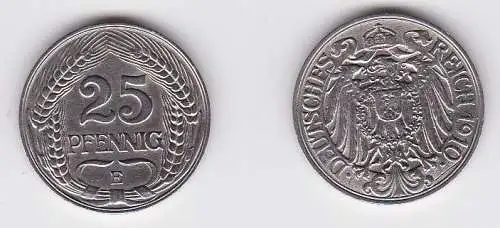 25 Pfennig Nickel Münze Kaiserreich 1910 E (122997)