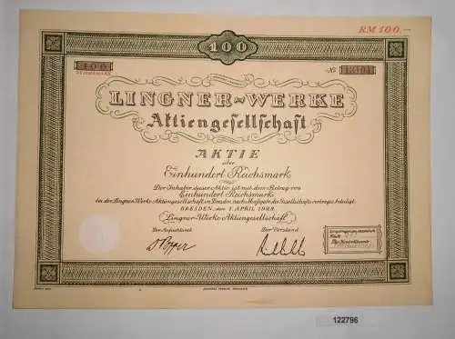 100 Reichsmark Aktie Lingner-Werke AG Dresden 1. April 1928 (122796)