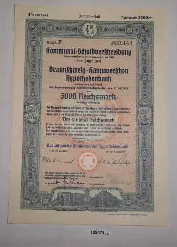3000 RM Pfandbrief Braunschweig-Hannoversche Hypothekenbank 25.Juli 1941 /128471
