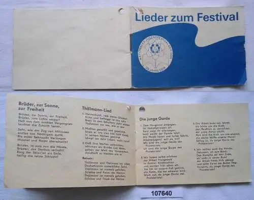 DDR Heft Lieder zum Festival Nationales Jugendfestival 1984 (109438)