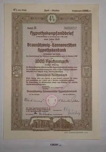 1000 RM Pfandbrief Braunschweig-Hannoversche Hypothekenbank 31.Okt 1940 (128297)