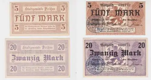 5 - 20 Mark Banknote Großnotgeld Stadt Dirschau 15. November 1918 (137609)