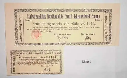 Erneuerungsschein Landwirtschaftliche Maschinenfabrik Eisenach AG 1933 (121989)