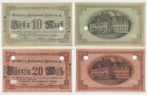 10 & 20 Mark Banknoten Notgeld Stadtgemeinde Heilbronn a.N. 17.10.1918 (140098)