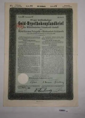 100 Goldmark Pfandbrief Mitteldeutsche Bodenkredit-Anstalt Greiz 1929 (128851)